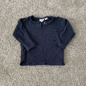 Zara baby boy long sleeve henley style pocket tee t-shirt size 9-12 months
